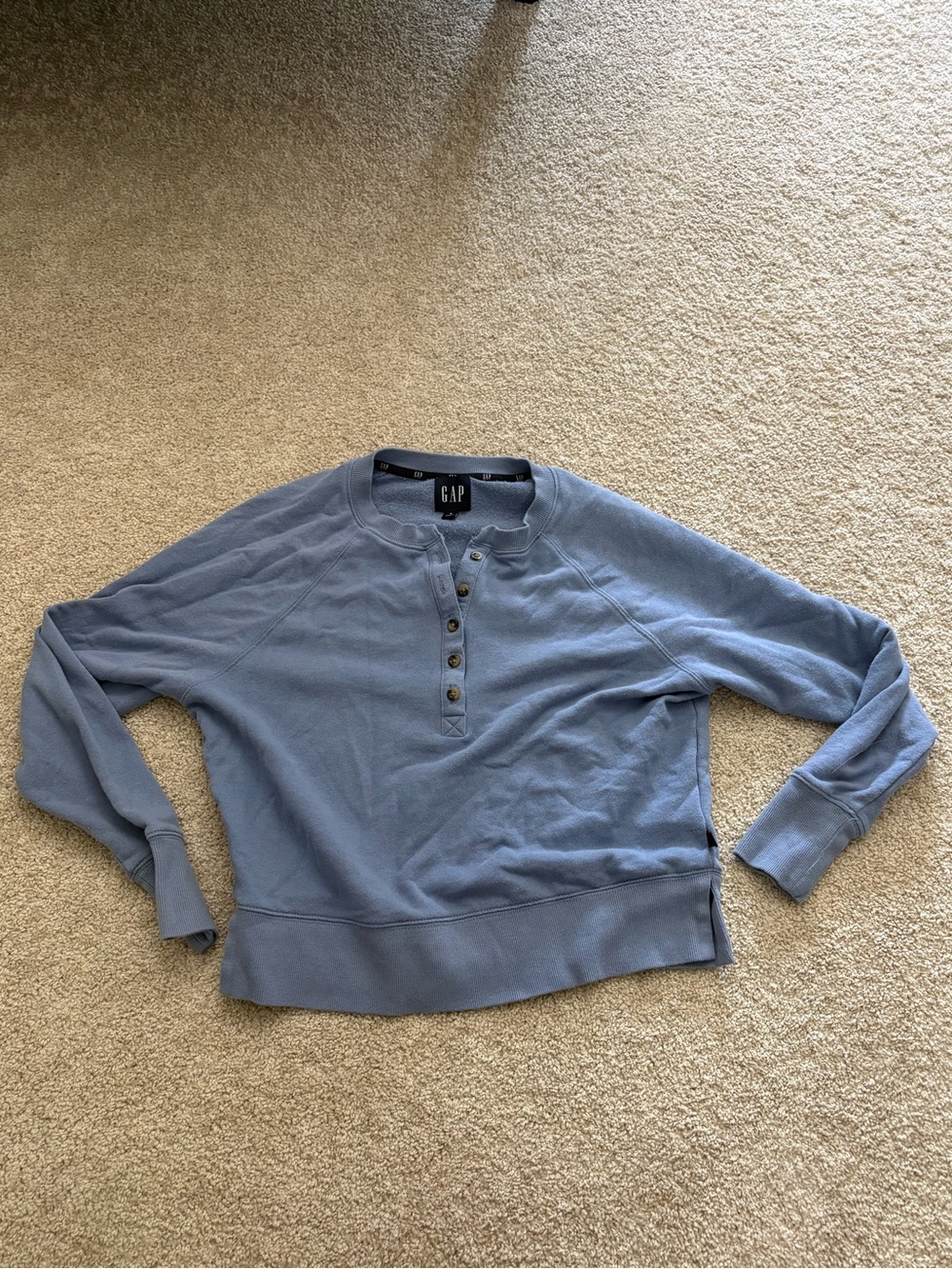 Gap Periwinkle Blue Long Sleeve Henley Sweatshirt Size Small
